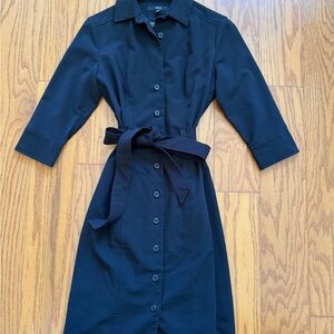 Women’s ICO uniform Elegant Black Button-Down Work Dress Small S